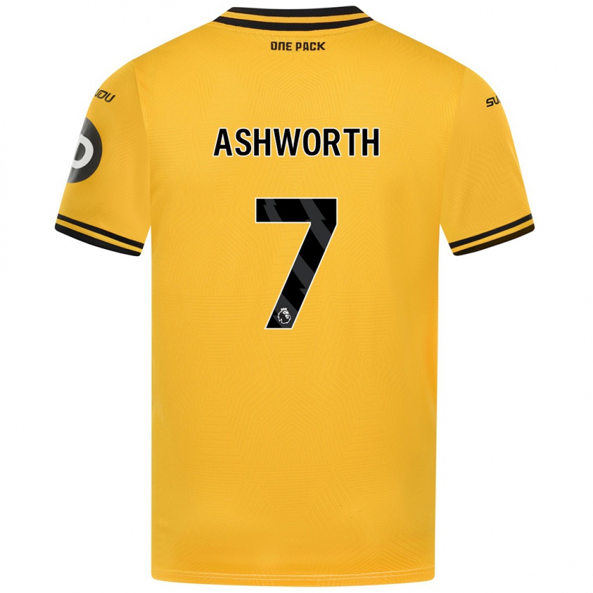 Uomo Maglia Fin Ashworth #7 Giallo Kit Gara Home 2024/25 Maglietta