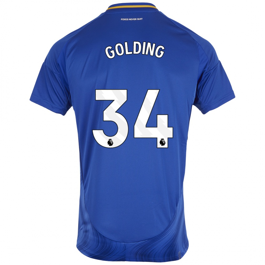 Uomo Maglia Michael Golding #34 Blu Bianco Kit Gara Home 2024/25 Maglietta