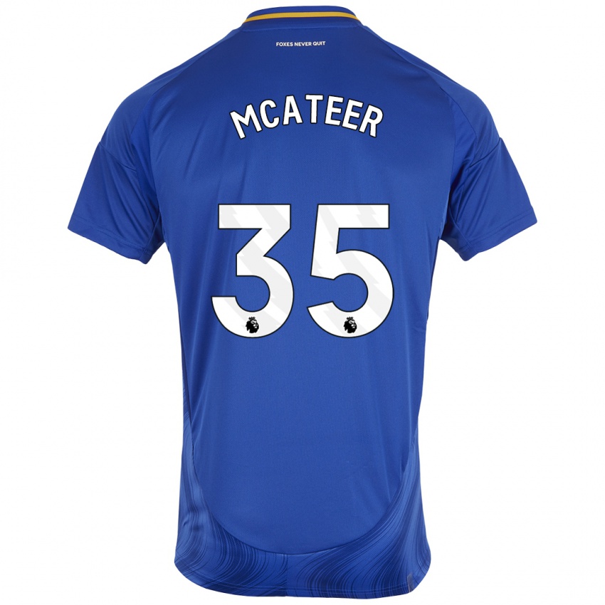 Uomo Maglia Kasey Mcateer #35 Blu Bianco Kit Gara Home 2024/25 Maglietta