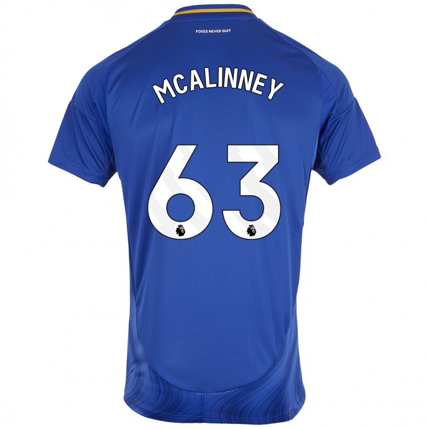 Uomo Maglia Liam Mcalinney #63 Blu Bianco Kit Gara Home 2024/25 Maglietta