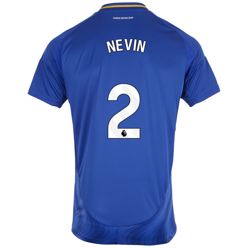 Uomo Maglia Courtney Nevin #2 Blu Bianco Kit Gara Home 2024/25 Maglietta