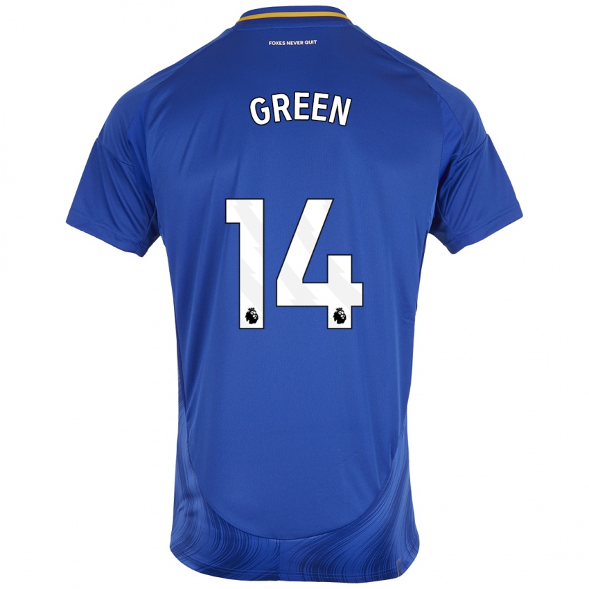 Uomo Maglia Josie Green #14 Blu Bianco Kit Gara Home 2024/25 Maglietta