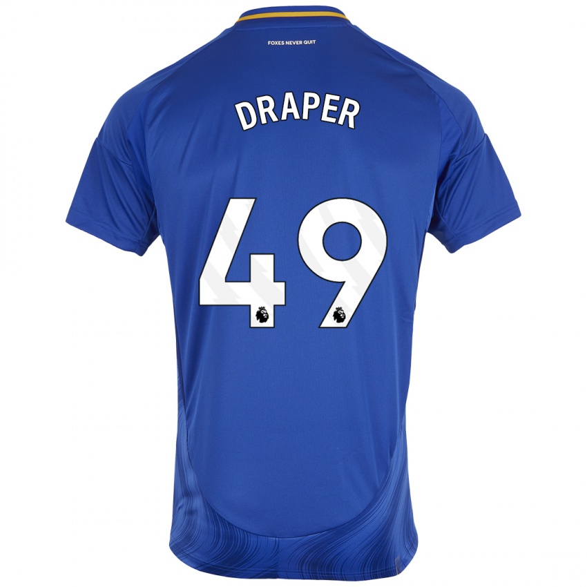 Uomo Maglia Denny Draper #49 Blu Bianco Kit Gara Home 2024/25 Maglietta