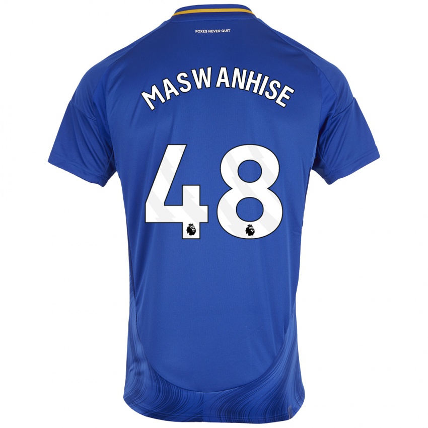 Uomo Maglia Tawanda Maswanhise #48 Blu Bianco Kit Gara Home 2024/25 Maglietta