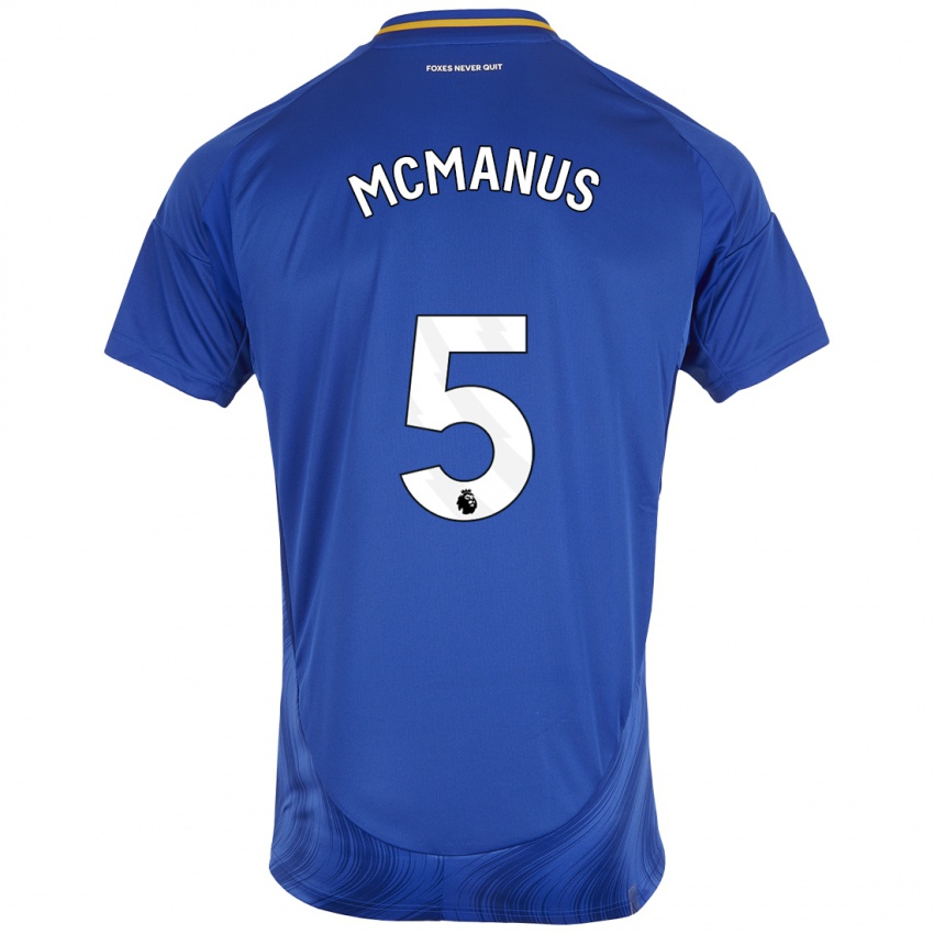 Uomo Maglia Abbie Mcmanus #5 Blu Bianco Kit Gara Home 2024/25 Maglietta