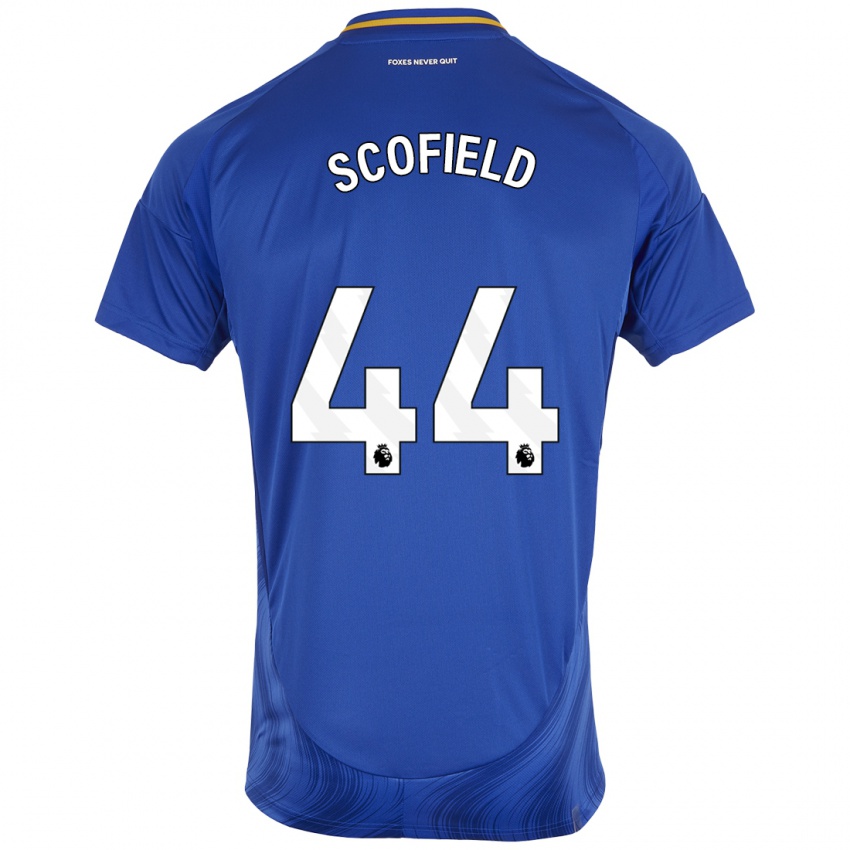 Uomo Maglia Connie Scofield #44 Blu Bianco Kit Gara Home 2024/25 Maglietta