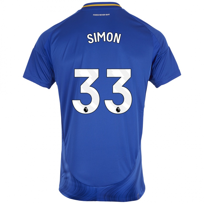 Uomo Maglia Erin Simon #33 Blu Bianco Kit Gara Home 2024/25 Maglietta