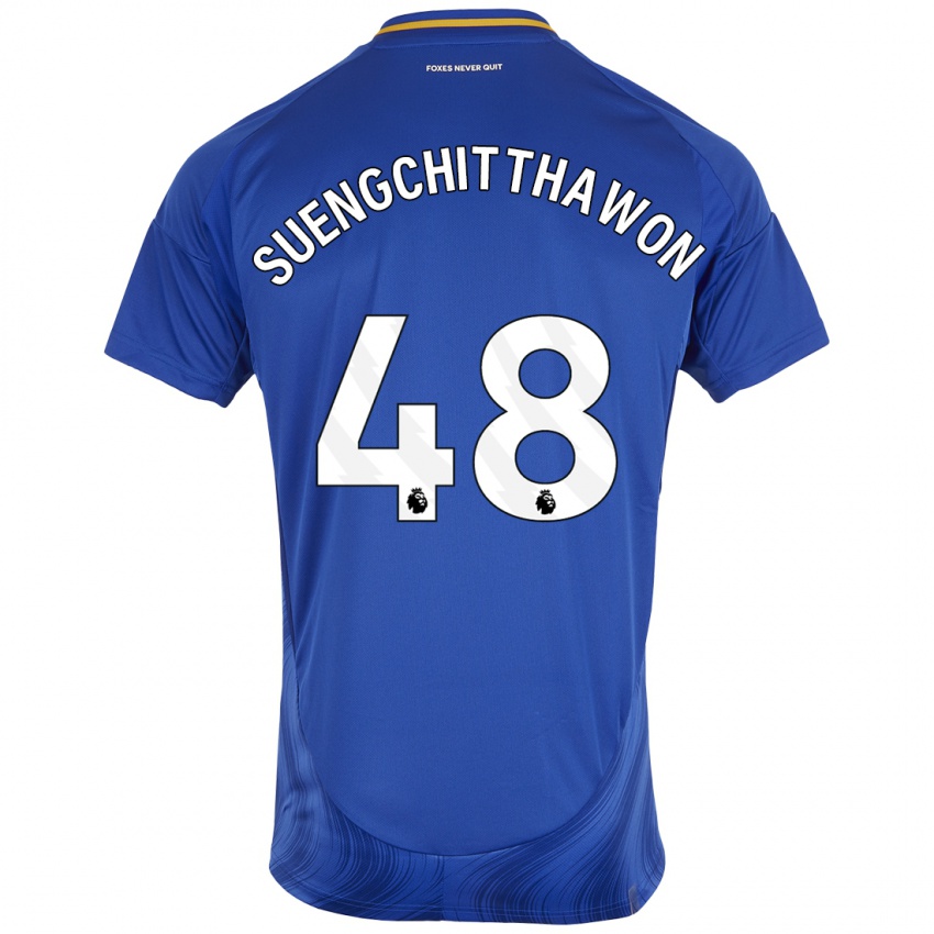 Uomo Maglia Thanawat Suengchitthawon #48 Blu Bianco Kit Gara Home 2024/25 Maglietta