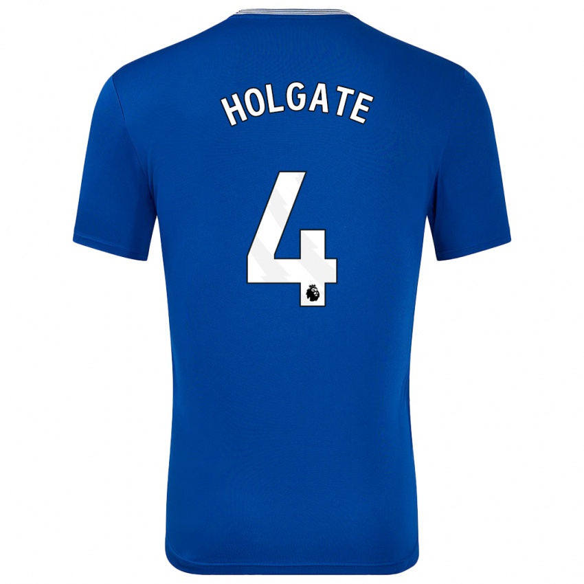 Uomo Maglia Mason Holgate #4 Blu Con Kit Gara Home 2024/25 Maglietta