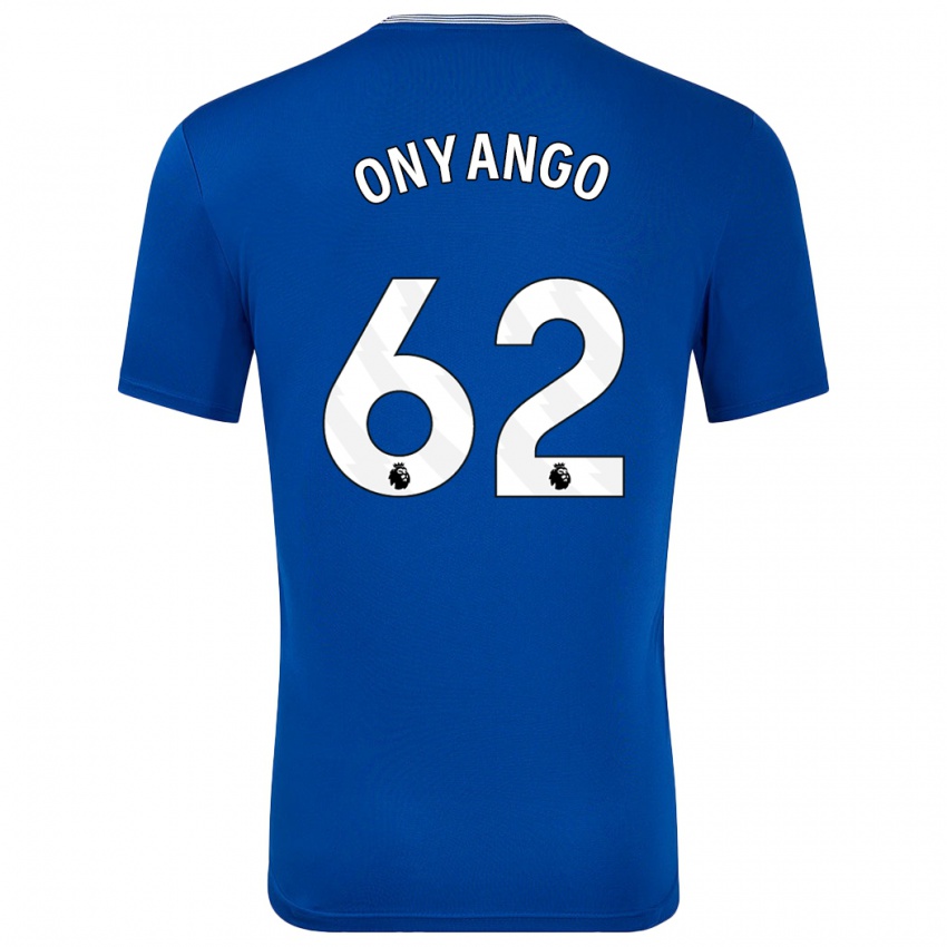 Uomo Maglia Tyler Onyango #62 Blu Con Kit Gara Home 2024/25 Maglietta