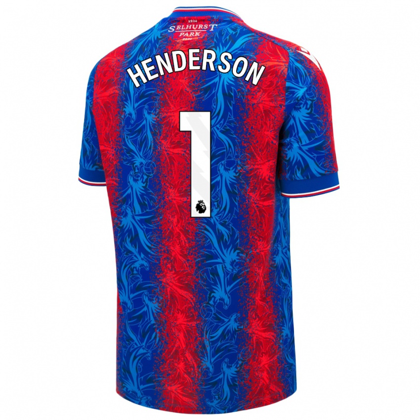 Uomo Maglia Dean Henderson #1 Strisce Rosso Blu Kit Gara Home 2024/25 Maglietta