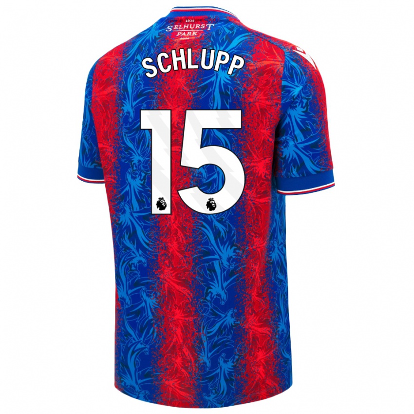 Uomo Maglia Jeffrey Schlupp #15 Strisce Rosso Blu Kit Gara Home 2024/25 Maglietta