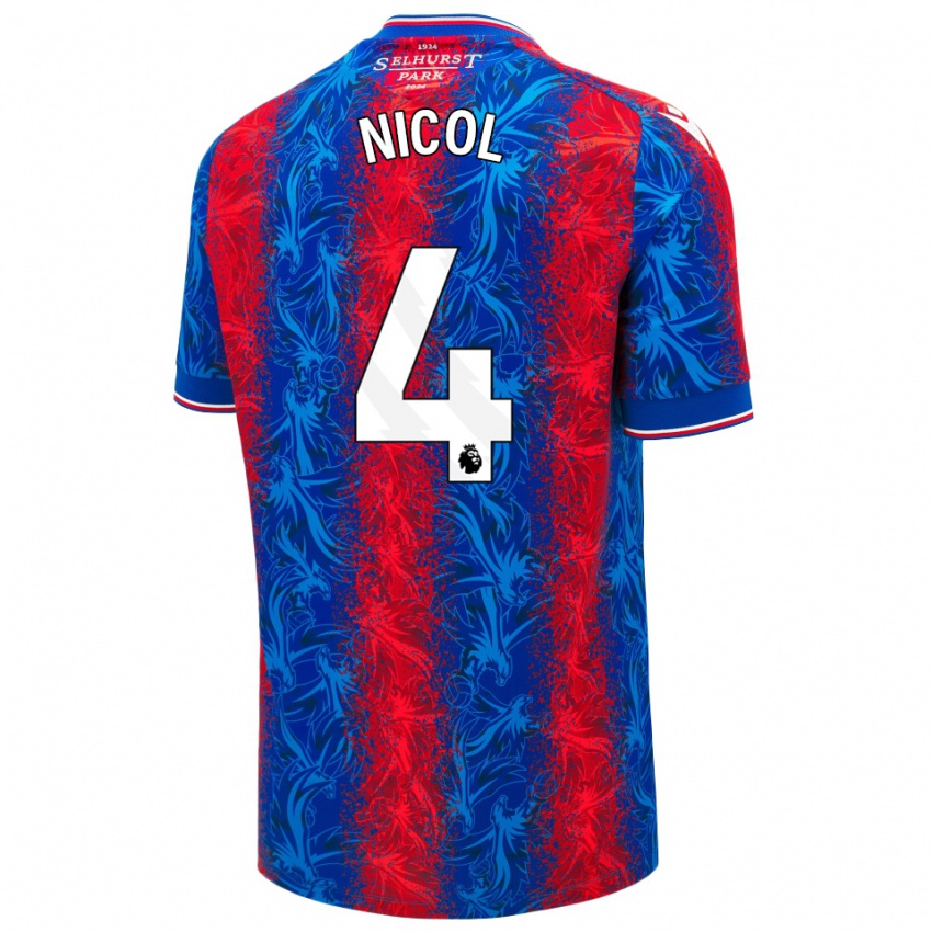 Uomo Maglia Leigh Nicol #4 Strisce Rosso Blu Kit Gara Home 2024/25 Maglietta