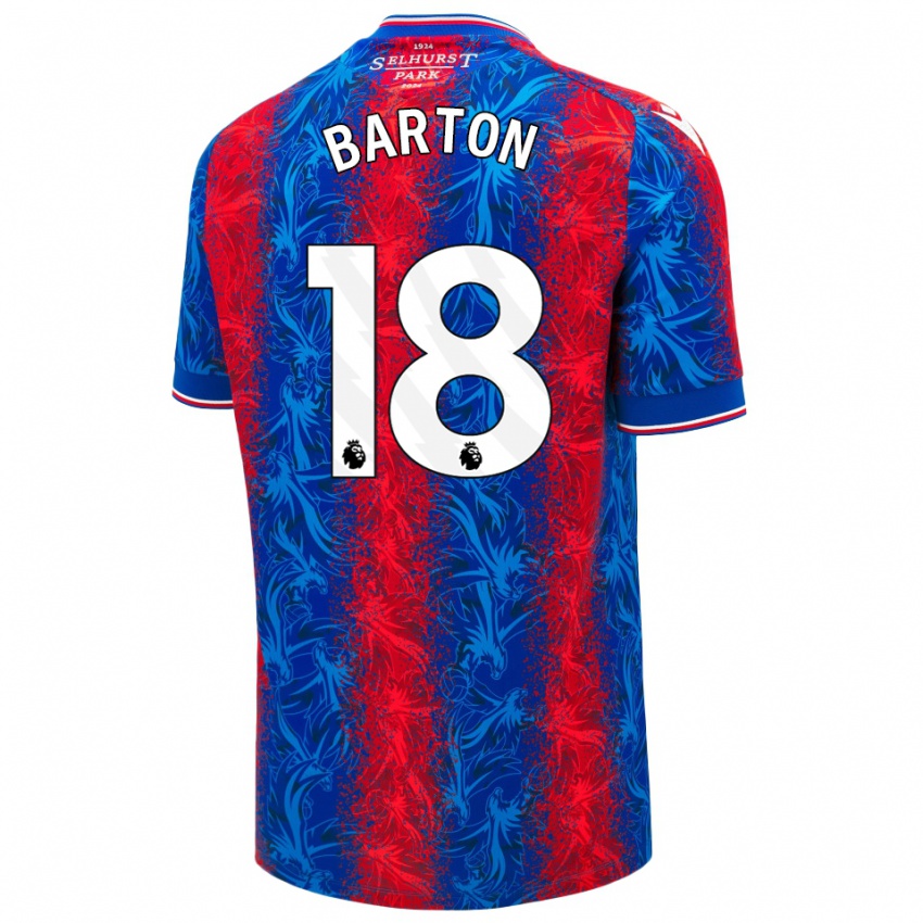 Uomo Maglia Kirsty Barton #18 Strisce Rosso Blu Kit Gara Home 2024/25 Maglietta