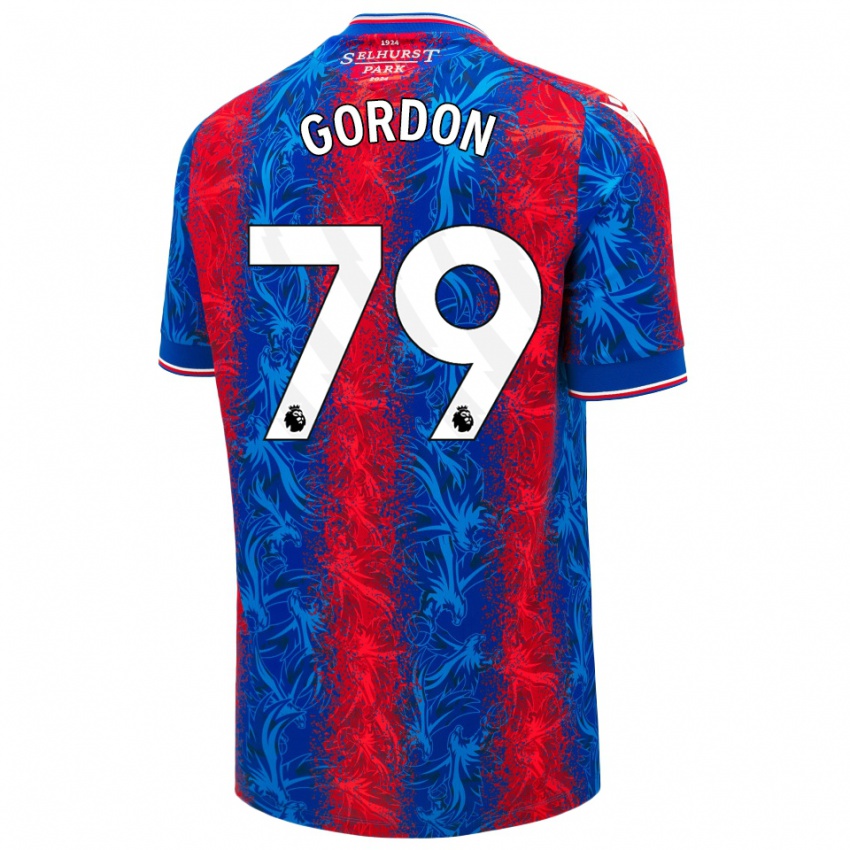 Uomo Maglia John-Kymani Gordon #79 Strisce Rosso Blu Kit Gara Home 2024/25 Maglietta