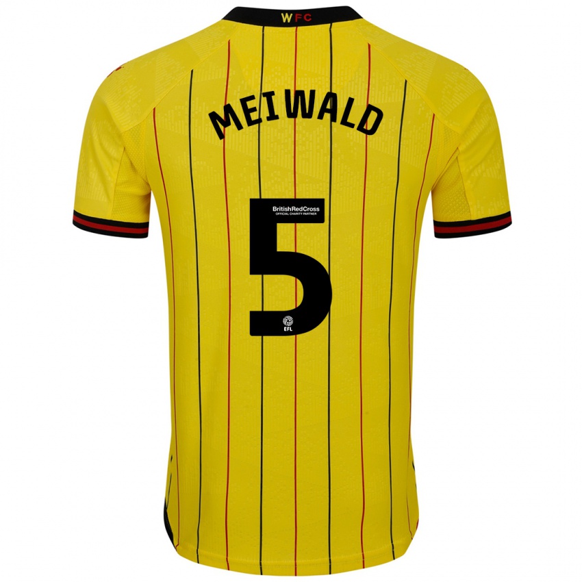 Uomo Maglia Anne Meiwald #5 Giallo Nero Kit Gara Home 2024/25 Maglietta