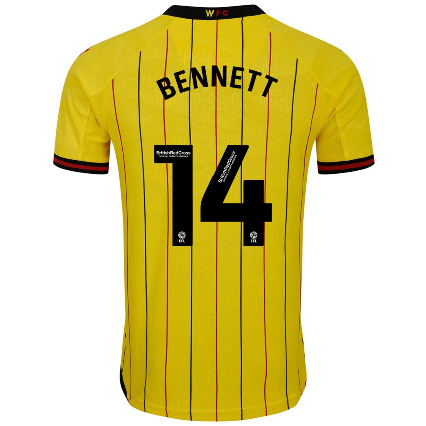 Uomo Maglia Harley Bennett #14 Giallo Nero Kit Gara Home 2024/25 Maglietta