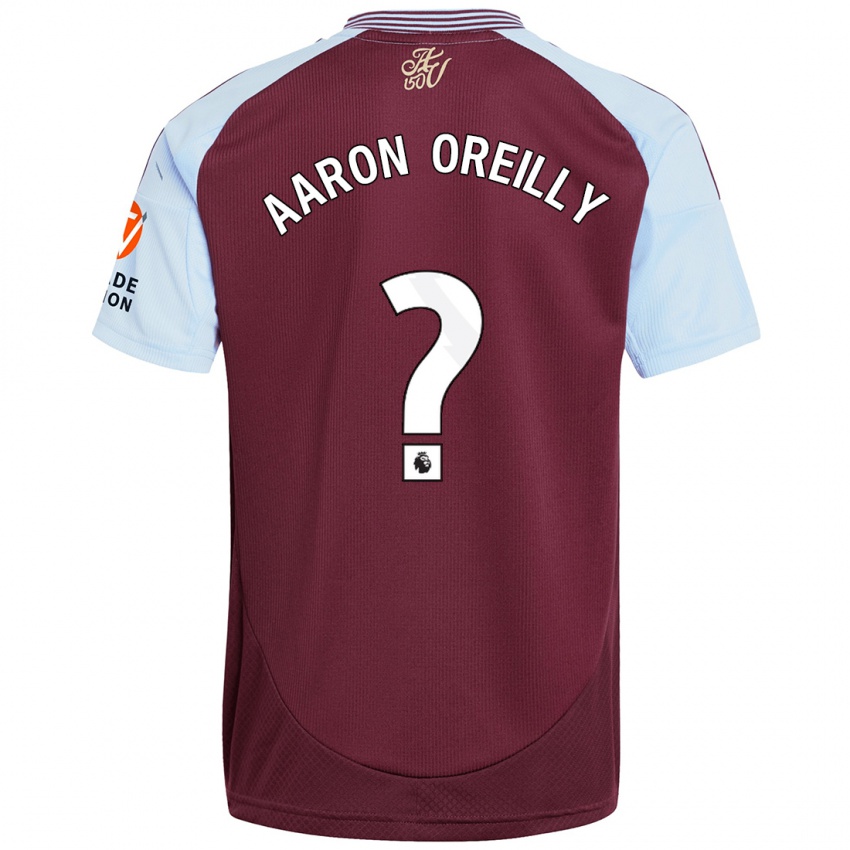 Uomo Maglia Aaron Oreilly #0 Borgogna Azzurro Kit Gara Home 2024/25 Maglietta