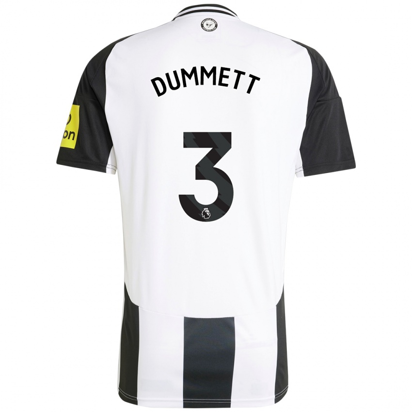 Uomo Maglia Paul Dummett #3 Bianco Nero Kit Gara Home 2024/25 Maglietta