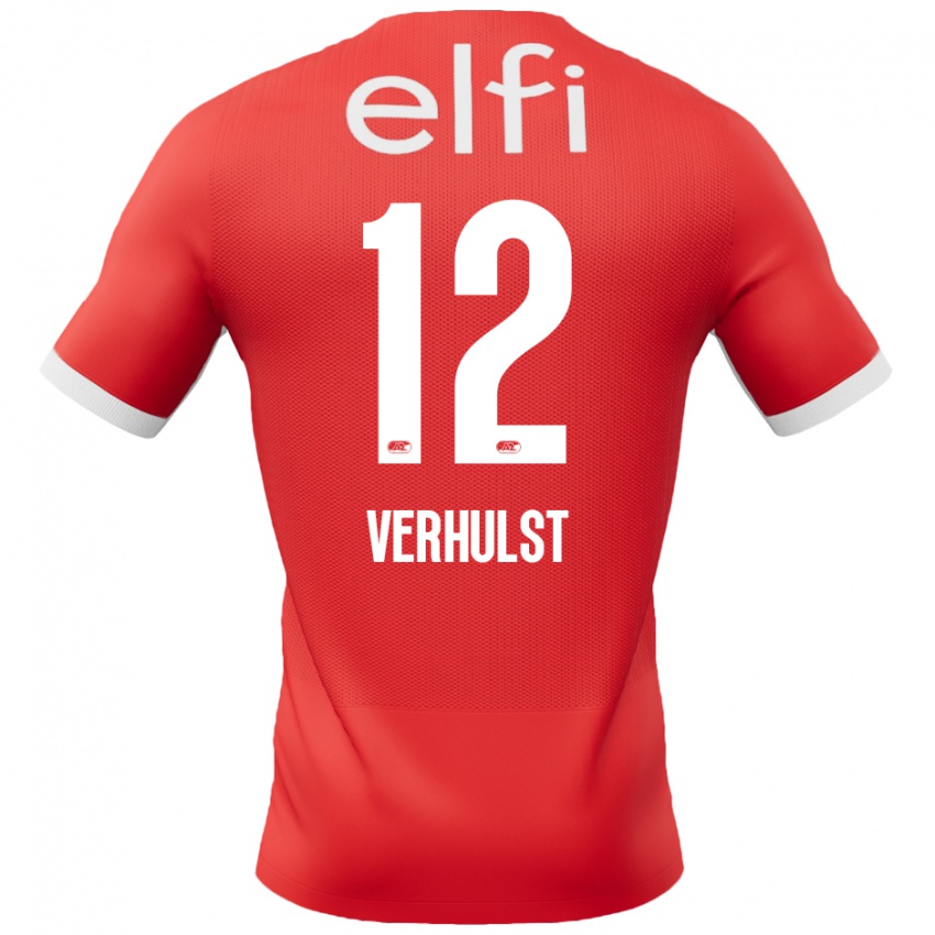 Uomo Maglia Hobie Verhulst #12 Rosso Bianco Kit Gara Home 2024/25 Maglietta