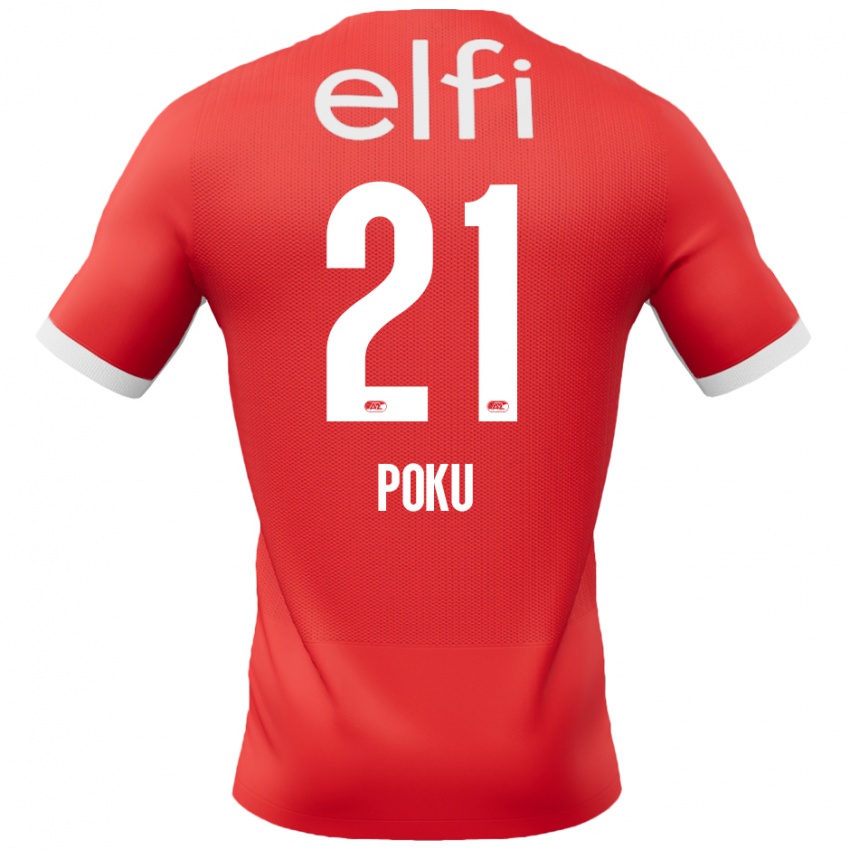 Uomo Maglia Ernest Poku #21 Rosso Bianco Kit Gara Home 2024/25 Maglietta