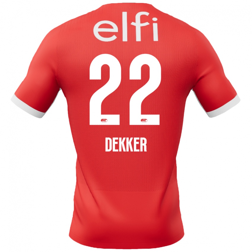 Uomo Maglia Maxim Dekker #22 Rosso Bianco Kit Gara Home 2024/25 Maglietta