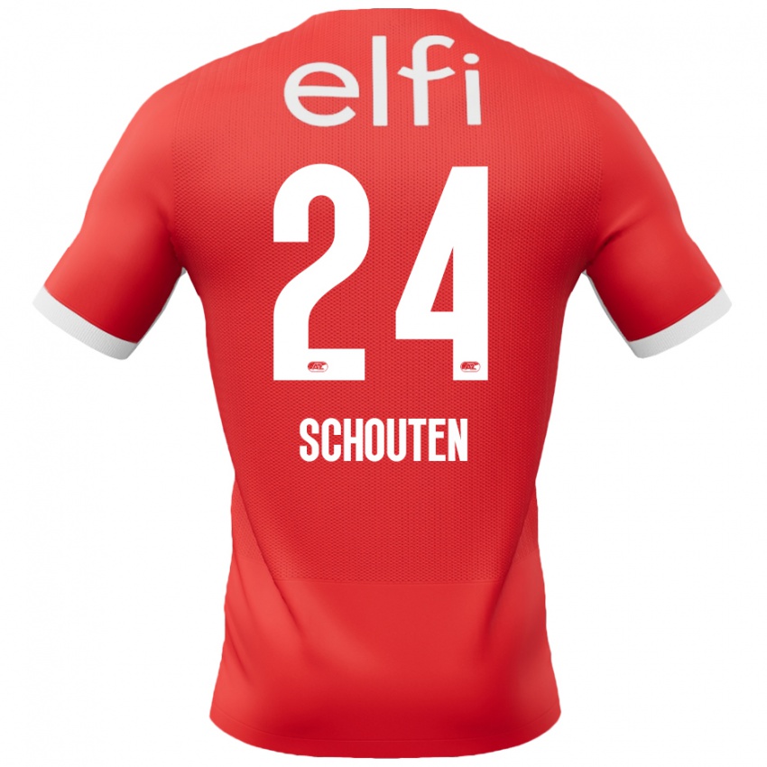 Uomo Maglia Lewis Schouten #24 Rosso Bianco Kit Gara Home 2024/25 Maglietta