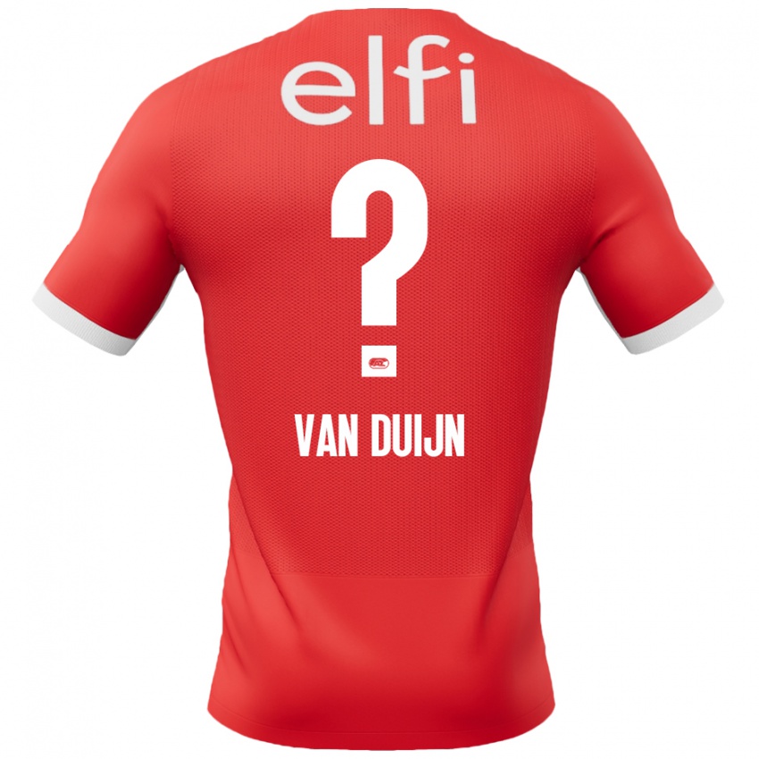 Uomo Maglia Sem Van Duijn #0 Rosso Bianco Kit Gara Home 2024/25 Maglietta