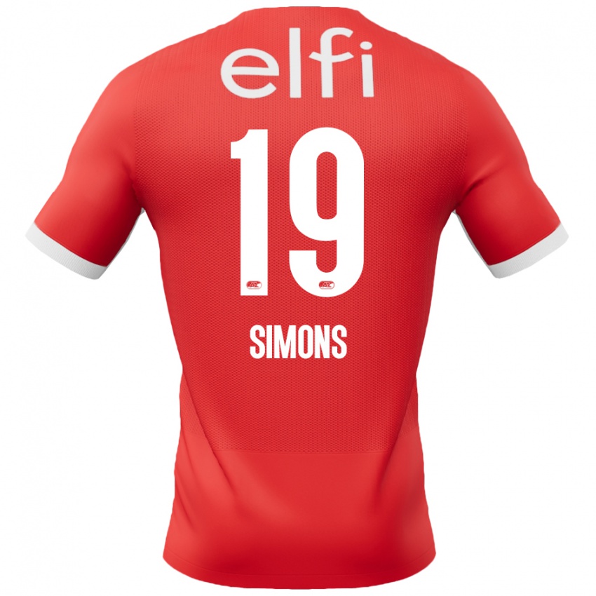 Uomo Maglia Saviola Simons #19 Rosso Bianco Kit Gara Home 2024/25 Maglietta