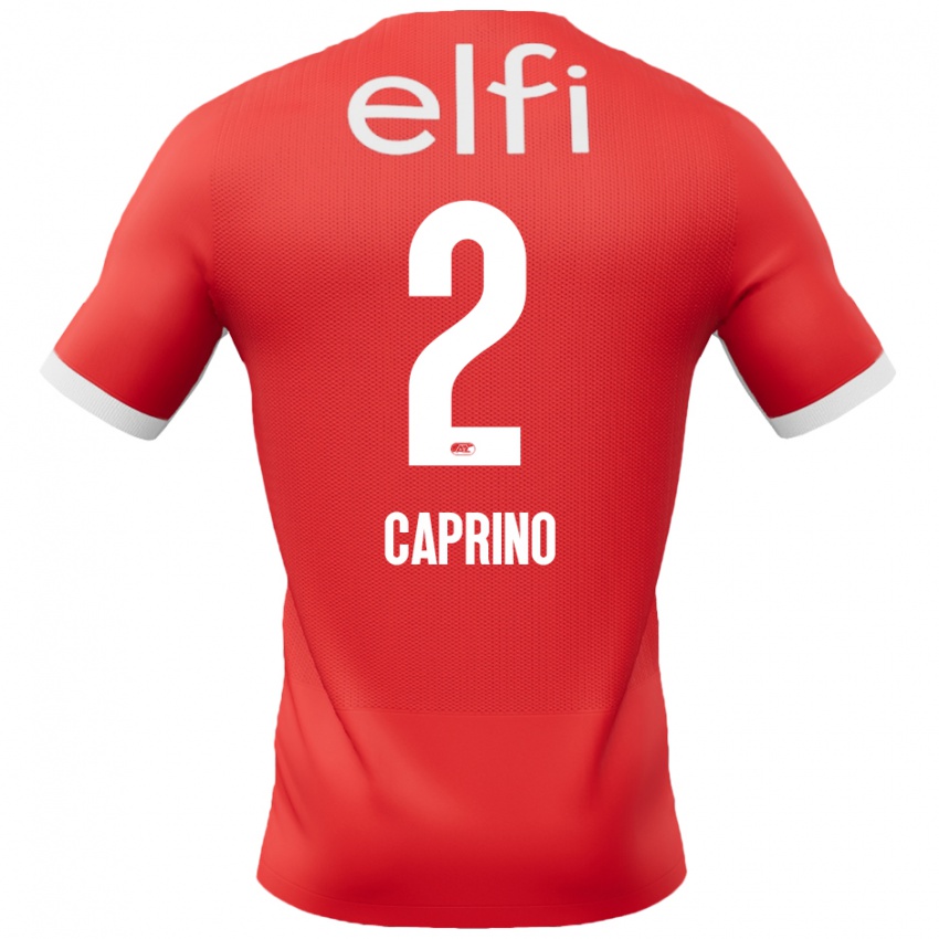 Uomo Maglia Ginia Caprino #2 Rosso Bianco Kit Gara Home 2024/25 Maglietta