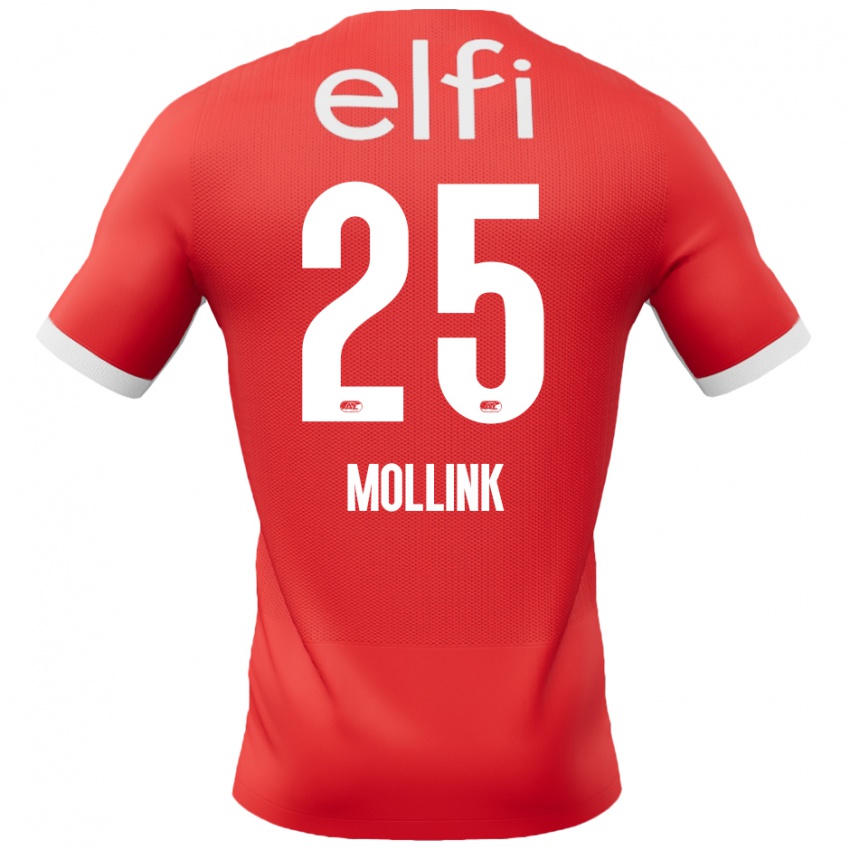 Uomo Maglia Yaël Mollink #25 Rosso Bianco Kit Gara Home 2024/25 Maglietta