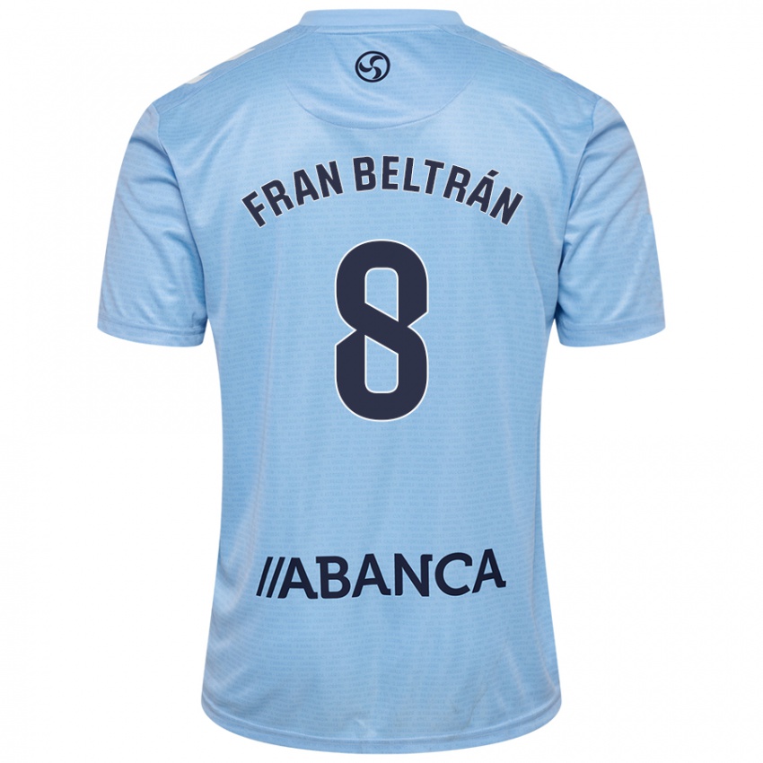 Uomo Maglia Fran Beltran #8 Celeste Kit Gara Home 2024/25 Maglietta