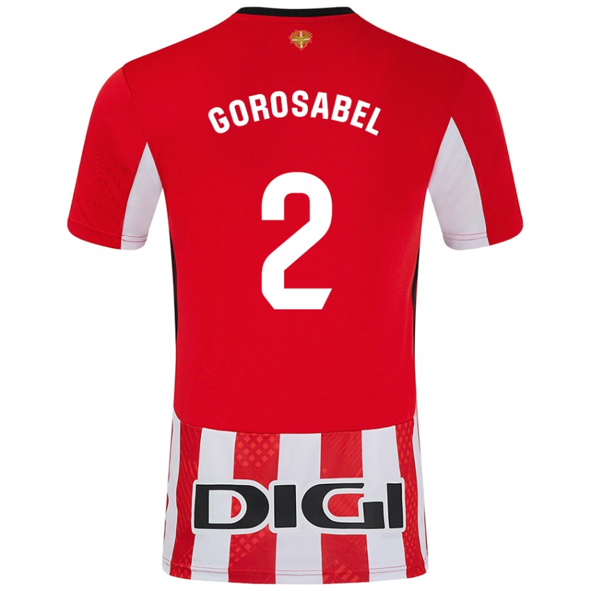 Uomo Maglia Andoni Gorosabel #2 Rosso Bianco Kit Gara Home 2024/25 Maglietta