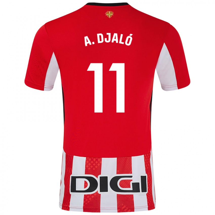 Uomo Maglia Álvaro Djaló #11 Rosso Bianco Kit Gara Home 2024/25 Maglietta