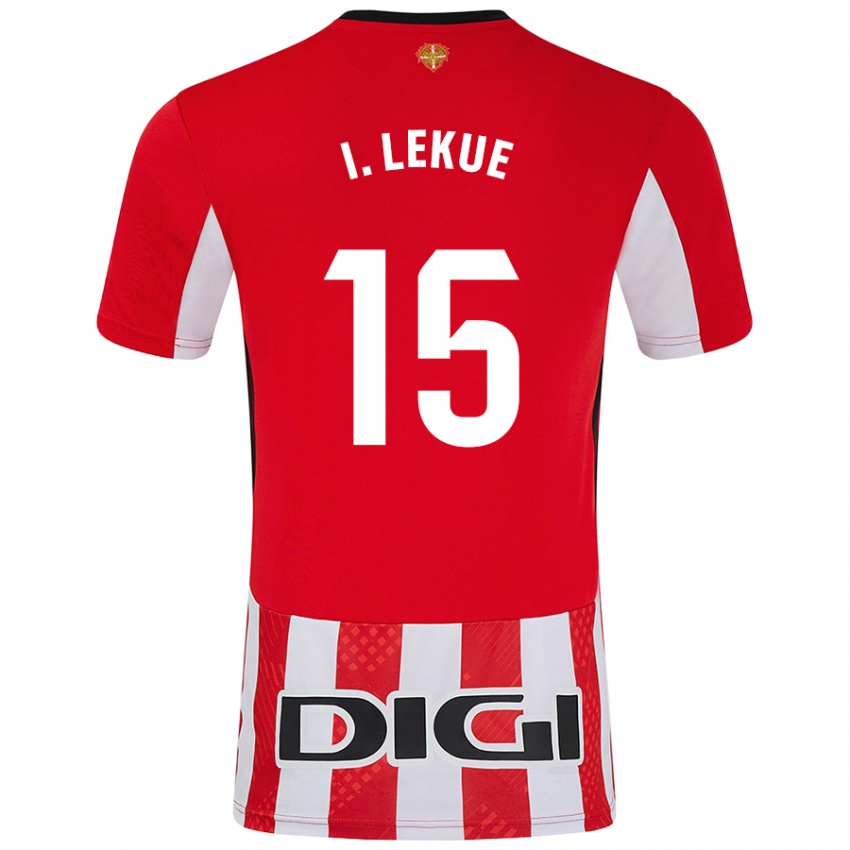 Uomo Maglia Inigo Lekue #15 Rosso Bianco Kit Gara Home 2024/25 Maglietta