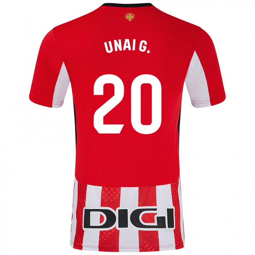 Uomo Maglia Unai Gómez #20 Rosso Bianco Kit Gara Home 2024/25 Maglietta