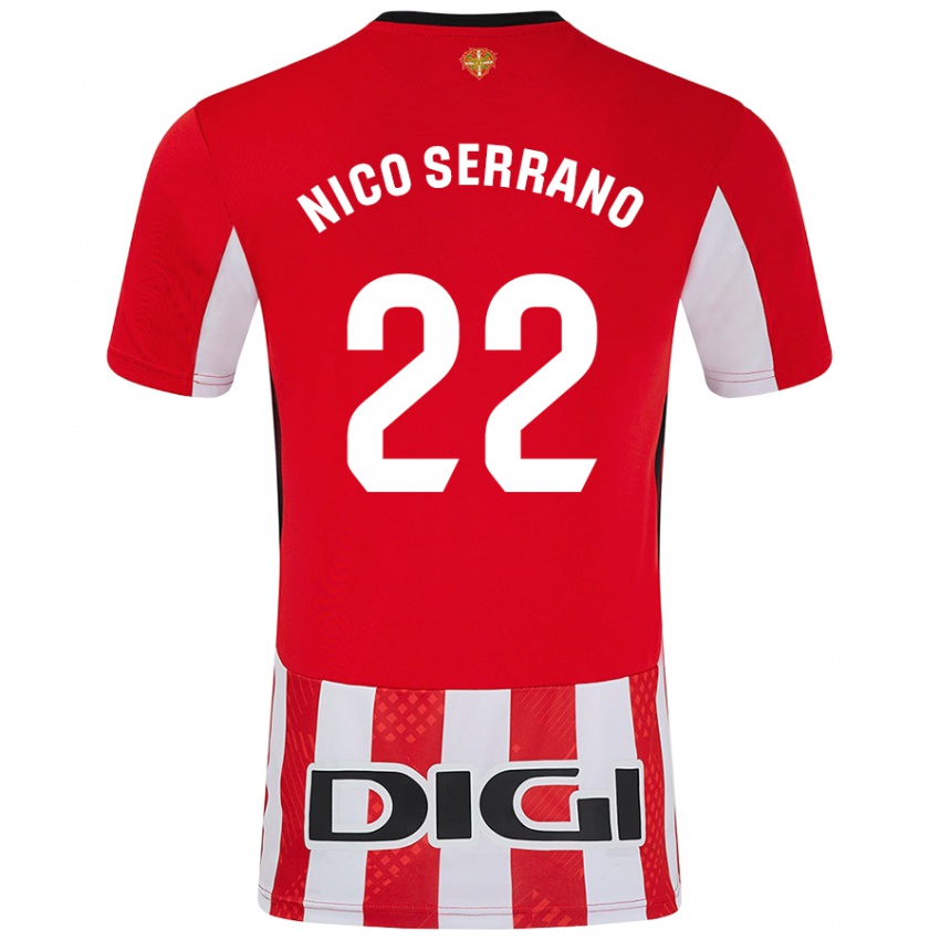 Uomo Maglia Nico Serrano #22 Rosso Bianco Kit Gara Home 2024/25 Maglietta