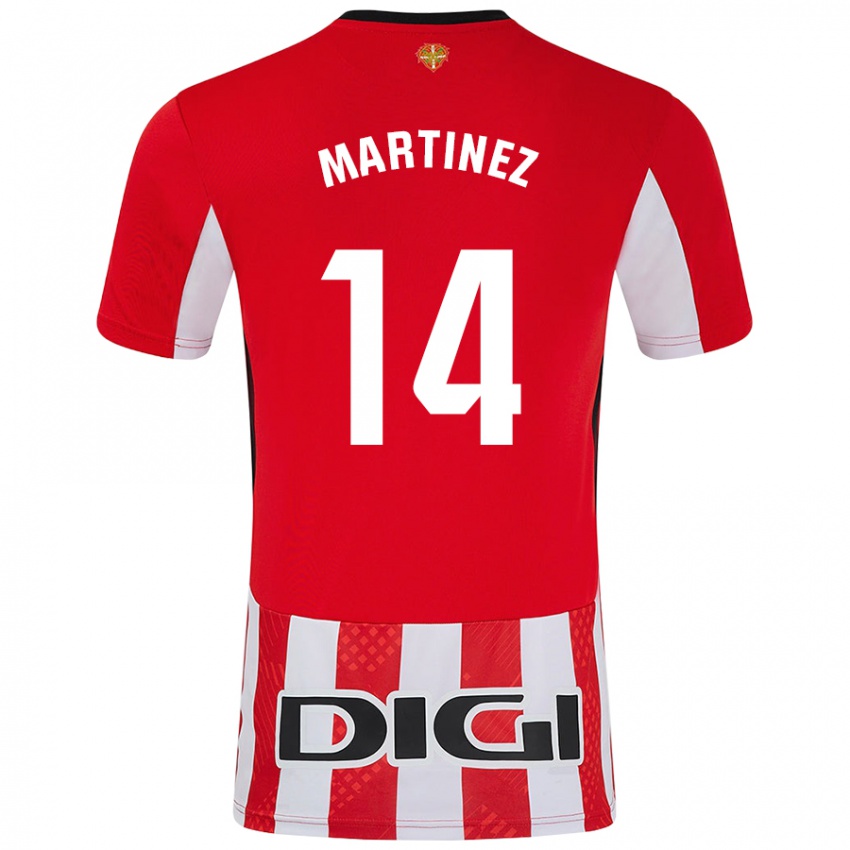 Uomo Maglia Pablo Martínez #14 Rosso Bianco Kit Gara Home 2024/25 Maglietta