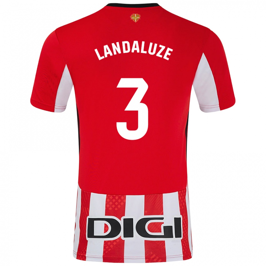 Uomo Maglia Naia Landaluze Marquínez #3 Rosso Bianco Kit Gara Home 2024/25 Maglietta