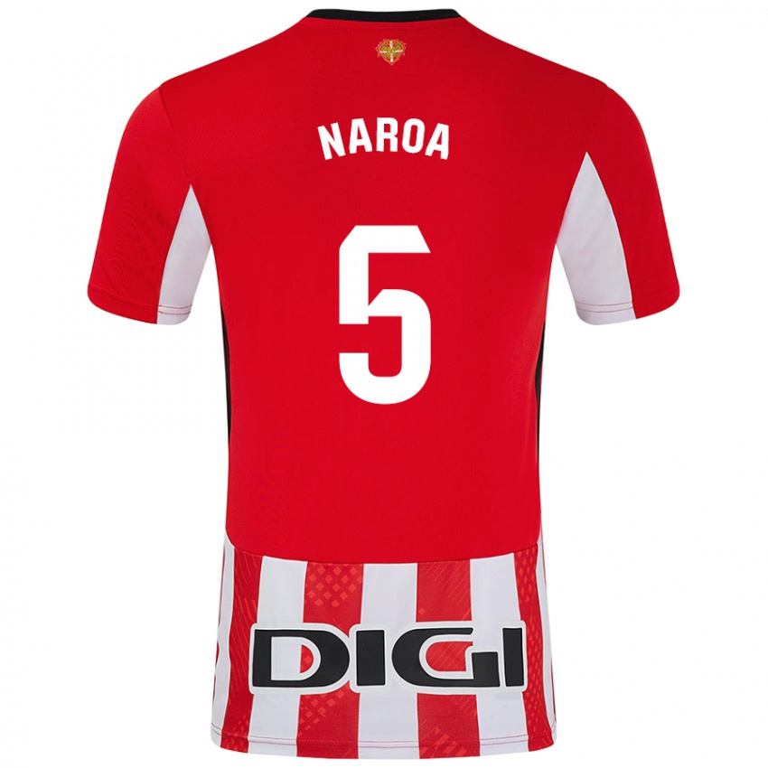 Uomo Maglia Naroa #5 Rosso Bianco Kit Gara Home 2024/25 Maglietta