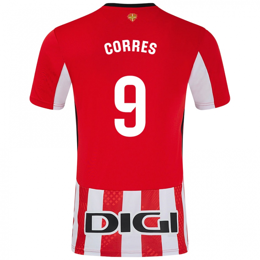 Uomo Maglia Yulema Corres #9 Rosso Bianco Kit Gara Home 2024/25 Maglietta