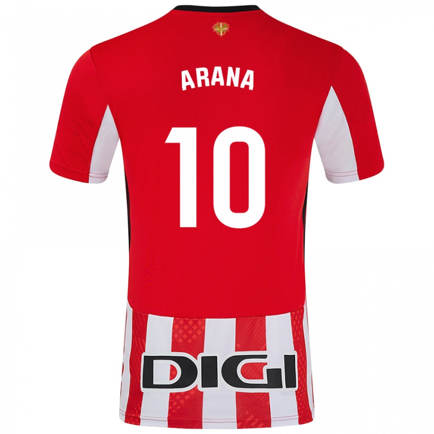 Uomo Maglia Paula Arana Montes #10 Rosso Bianco Kit Gara Home 2024/25 Maglietta