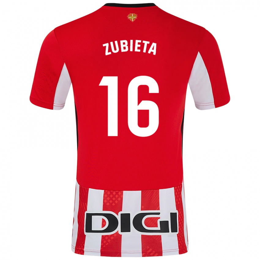 Uomo Maglia Maite Zubieta Arambarri #16 Rosso Bianco Kit Gara Home 2024/25 Maglietta