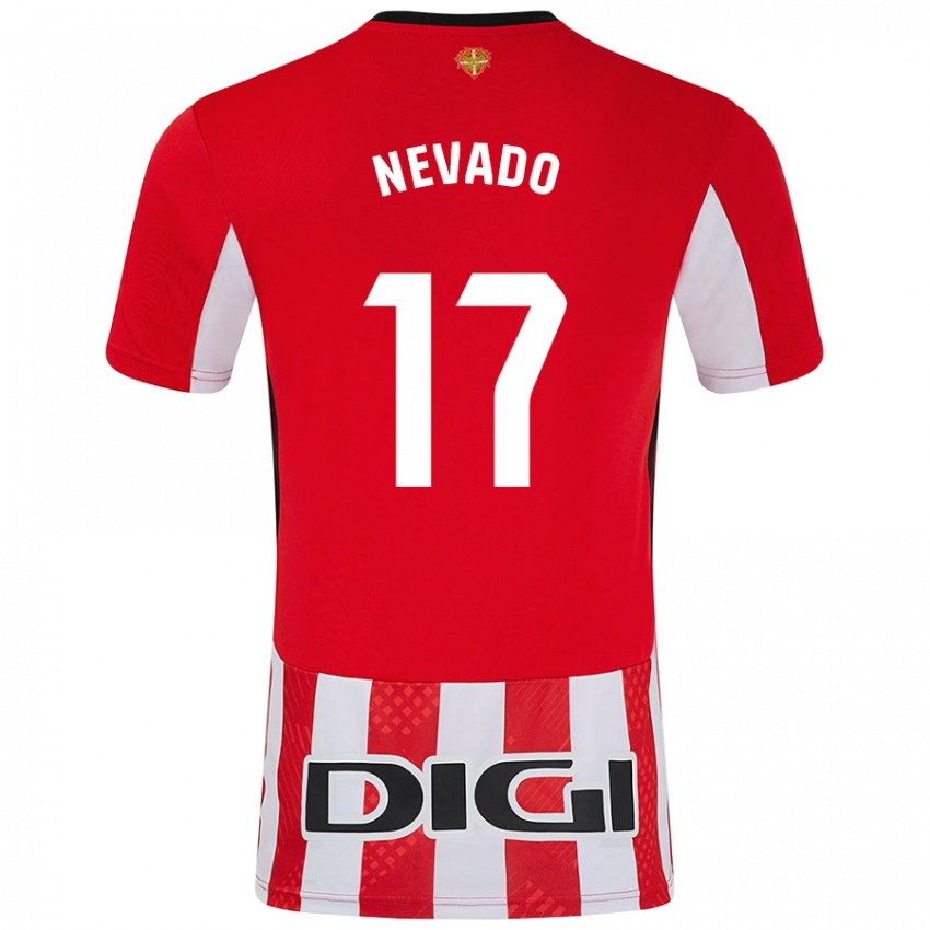 Uomo Maglia Nerea Nevado Gómez #17 Rosso Bianco Kit Gara Home 2024/25 Maglietta