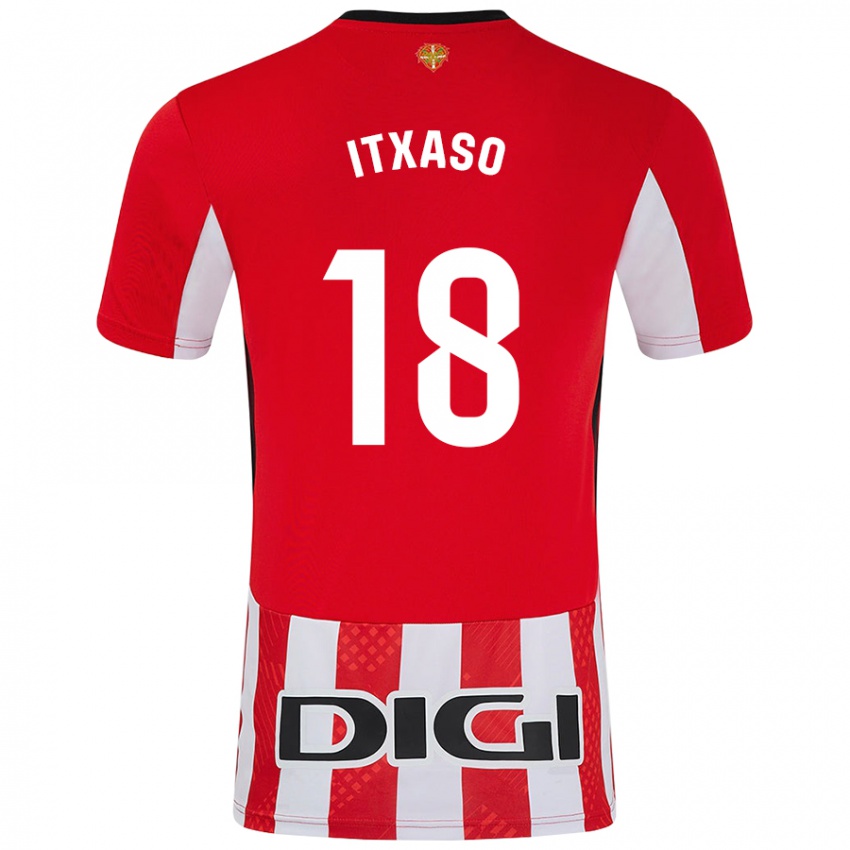 Uomo Maglia Itxaso Uriarte Santamaria #18 Rosso Bianco Kit Gara Home 2024/25 Maglietta