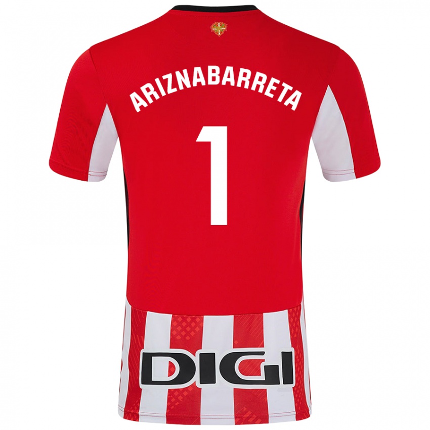 Uomo Maglia Oier Ariznabarreta #1 Rosso Bianco Kit Gara Home 2024/25 Maglietta