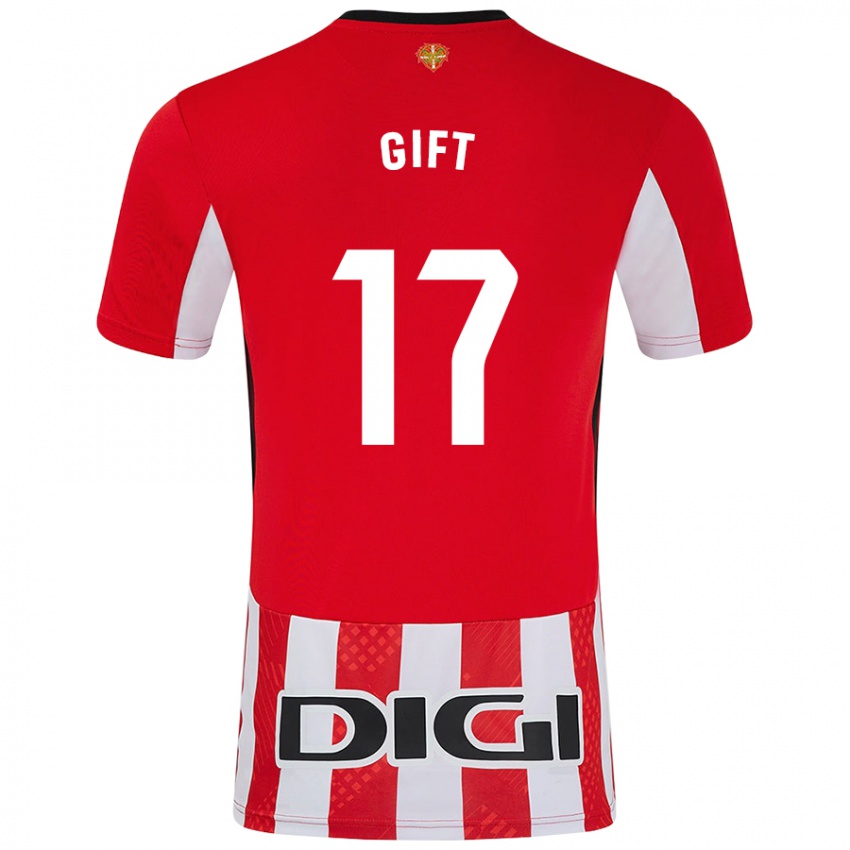 Uomo Maglia Elijah Gift #17 Rosso Bianco Kit Gara Home 2024/25 Maglietta