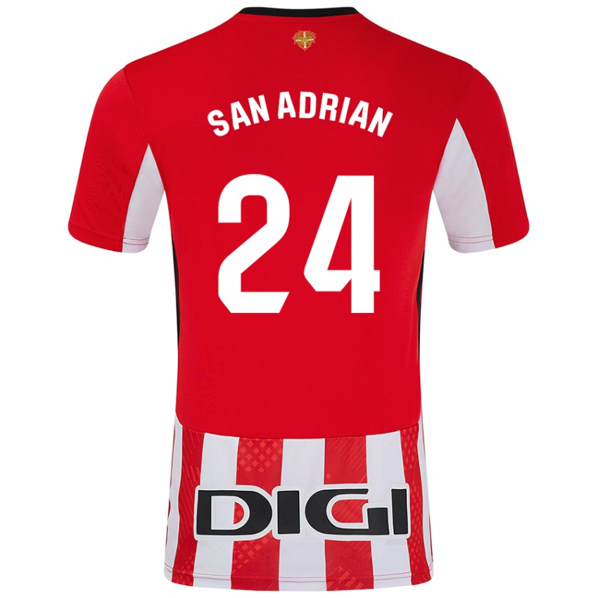 Uomo Maglia Marta San Adrián Rocandio #24 Rosso Bianco Kit Gara Home 2024/25 Maglietta