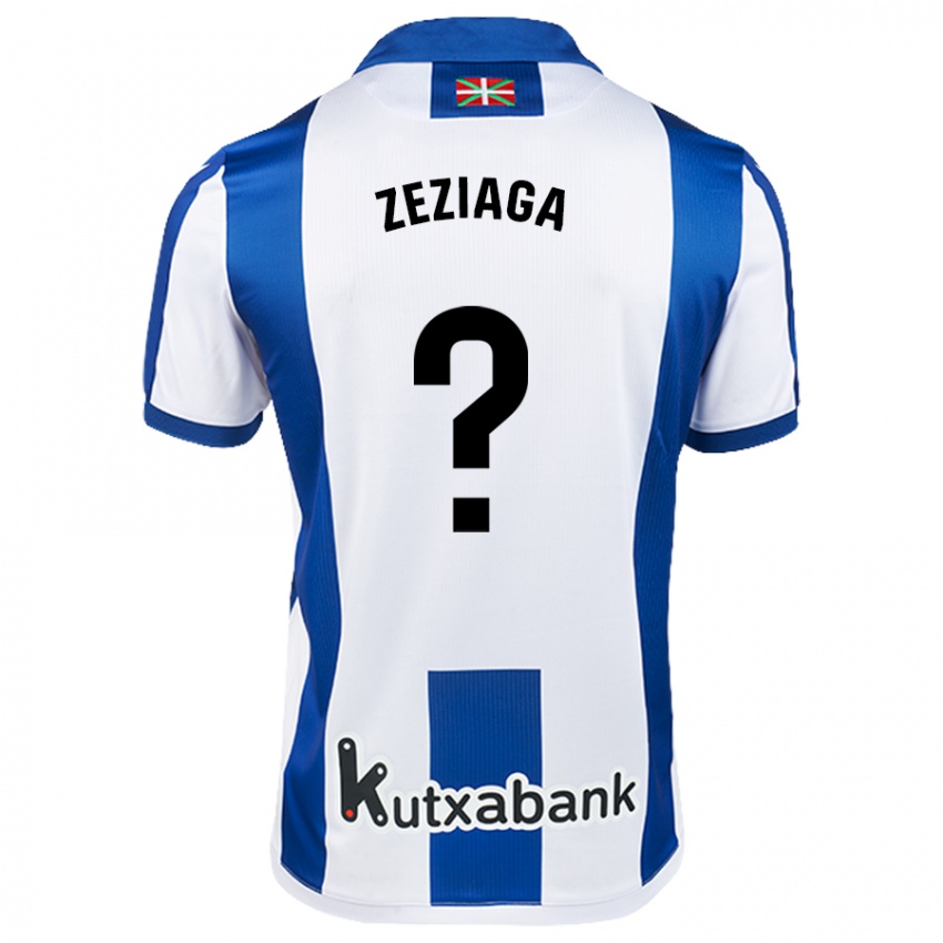 Uomo Maglia Jokin Zeziaga #0 Bianco Blu Kit Gara Home 2024/25 Maglietta