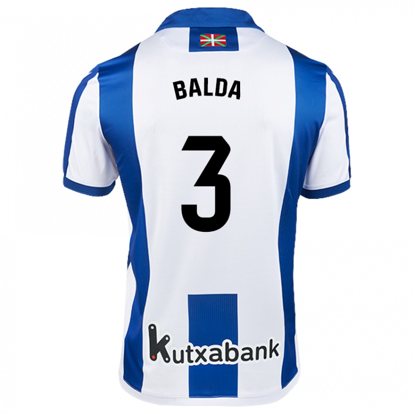 Uomo Maglia Jon Balda #3 Bianco Blu Kit Gara Home 2024/25 Maglietta